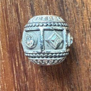 New Brighton Silver Tone Rhinestone Ornate Bead Charm for Bracelet